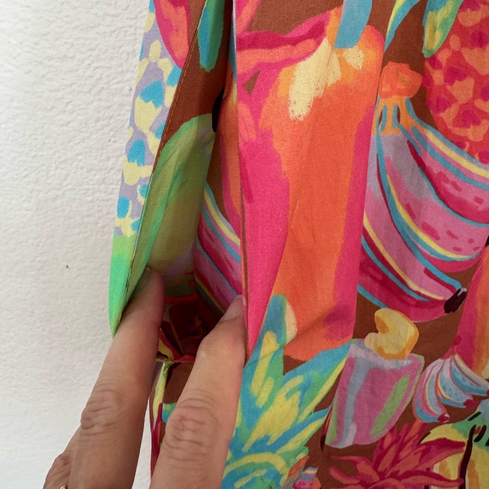 NWT FARM Rio Fruit Salad MIDI Dress Fruit Print with Puff Sleeves Size Large - Picture 11 of 16